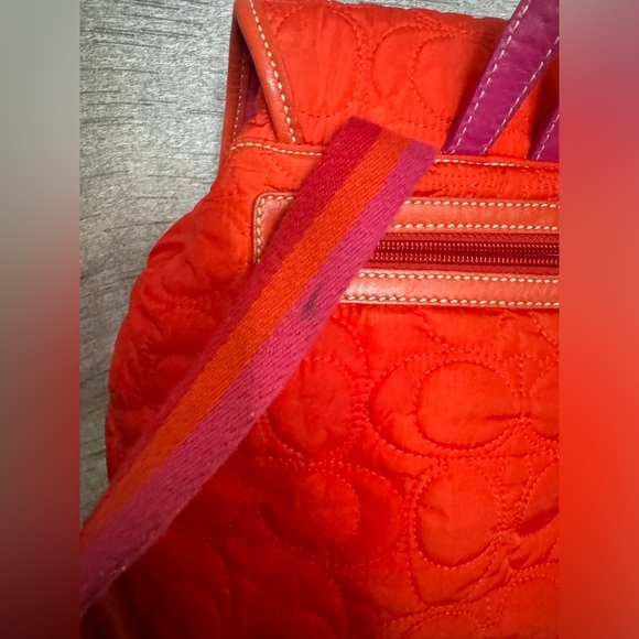 Coach - Vintage 2004 Orange Quilted Nylon & Leather Coach Mini Backpack With COA - Picture 5 of 11